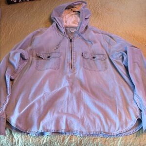 Light Blue Hooded Pullover Shirt